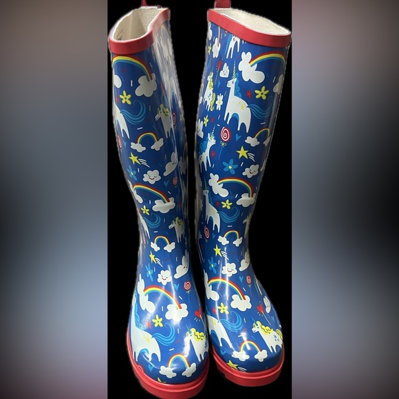 Lone Cone Womens Rain Boots Size 11 Unicorns Rainbows Waterproof Designed in USA - Picture 6 of 12